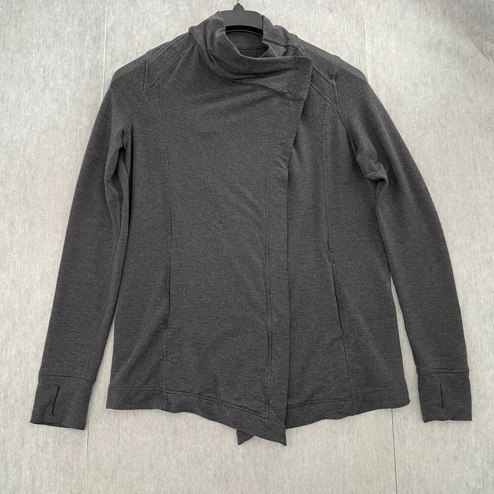 Lululemon Sweater Womens 6 Gray Coast Easy Wrap Long Sleeve Pockets Ladies